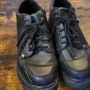 Skechers Mens Sz 9 Black Leather Shoes Mariner Hiking Work